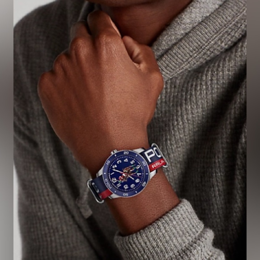 $1900 42mm polo player strel blue dial NEW